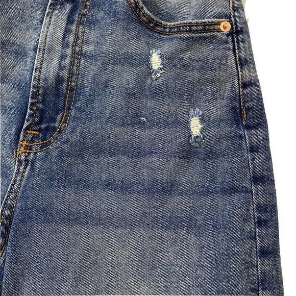 H & M Divided Women's size 0 Mom High Waist Tapered Distressed Blue Denim Jeans - Picture 8 of 12